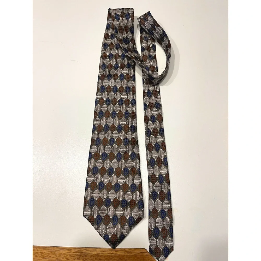 Countess Mara Red‎ Blue Patterned Silk Mens Tie
